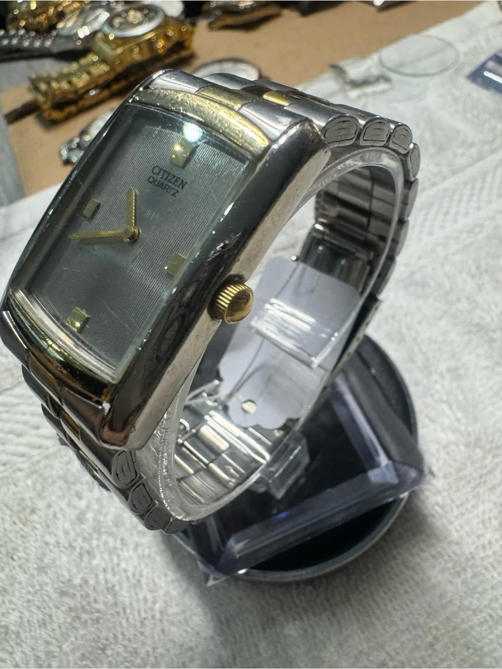 Citizen Two-Tone Silver and Gold Rectangular Dial Watch